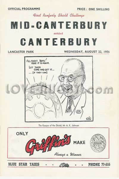 1956 Canterbury v Mid Canterbury  Rugby Programme
